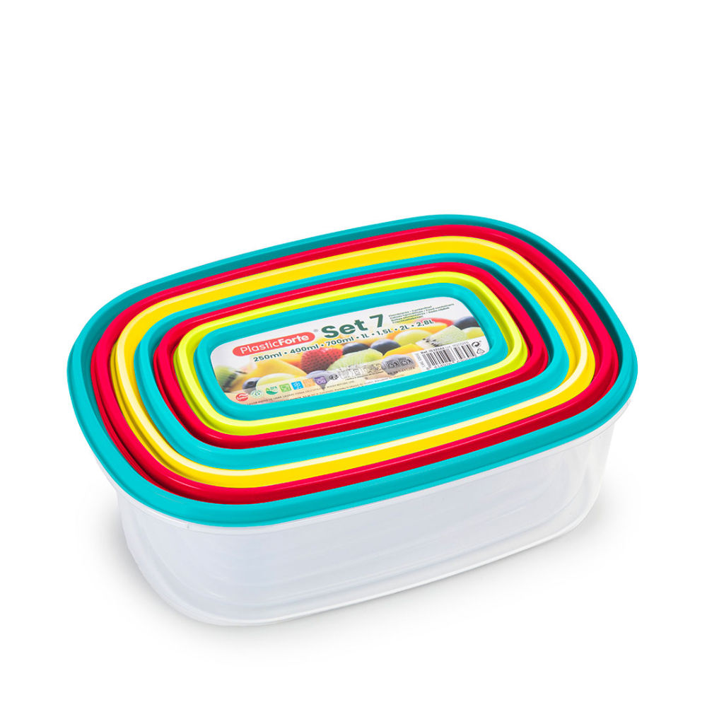 SET DI 7 SCATOLE PORTAPRANZO RETTANGOLARE URBANPlastic Forte
