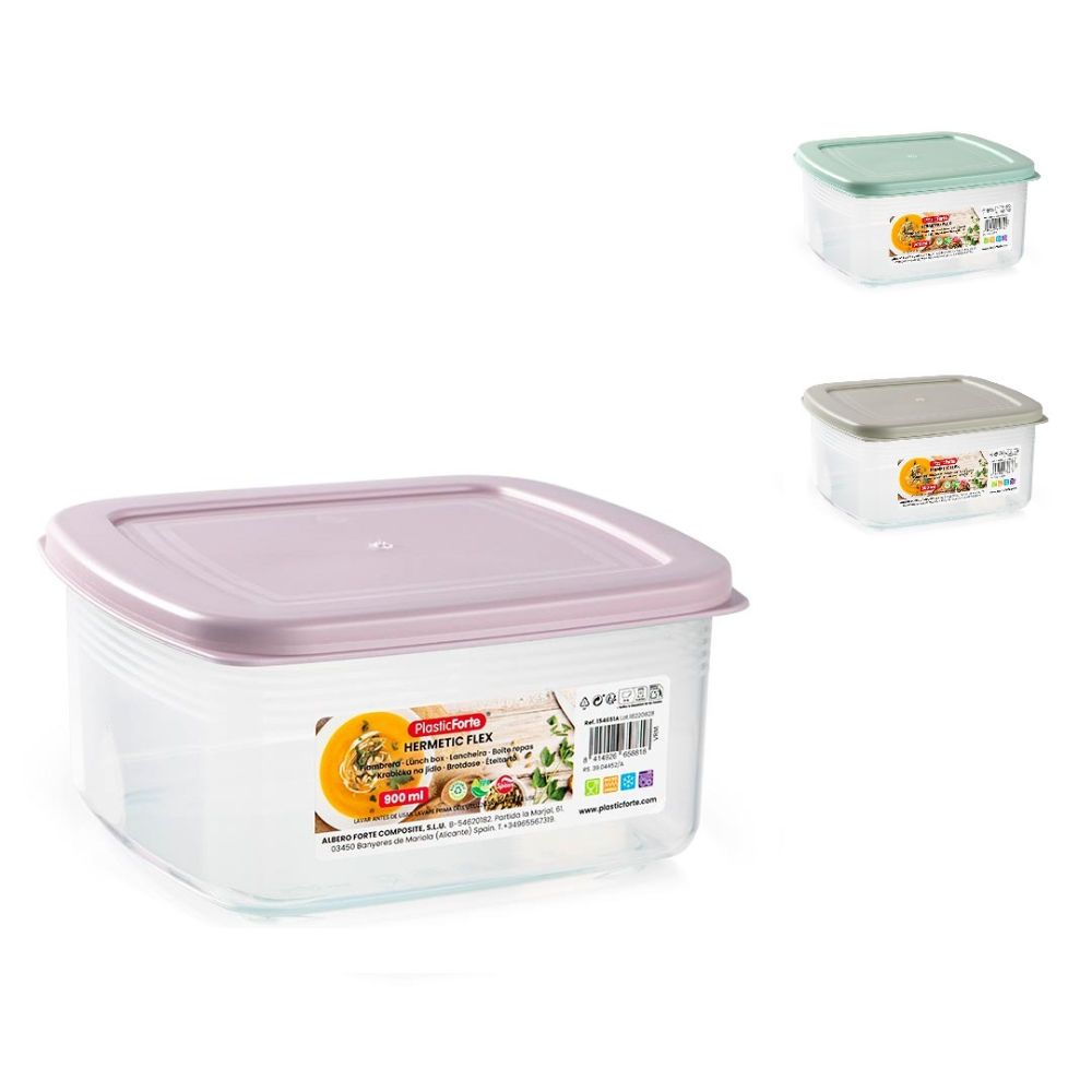 LUNCH BOX HERMETIC FLEX 900 ML SURT VRMPlastic Forte