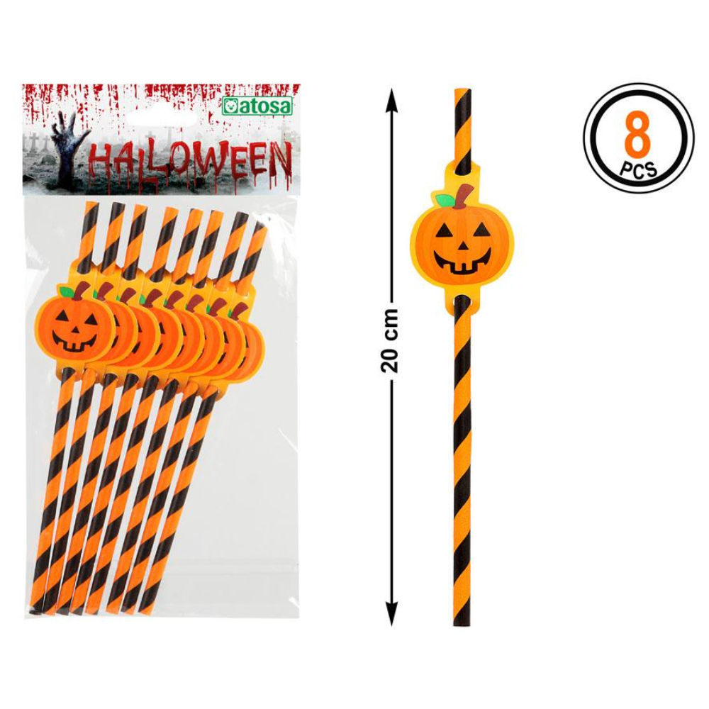 Atosa - Cannucce Halloween Zucca - 8pzAtosa