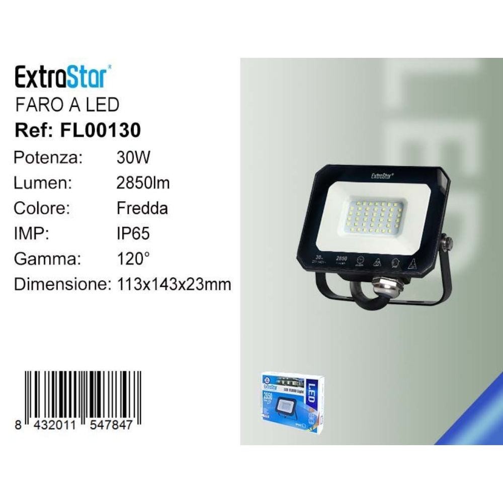 Faro a LED 30W - 2850LM - 6500K Luce FreddaExtrastar