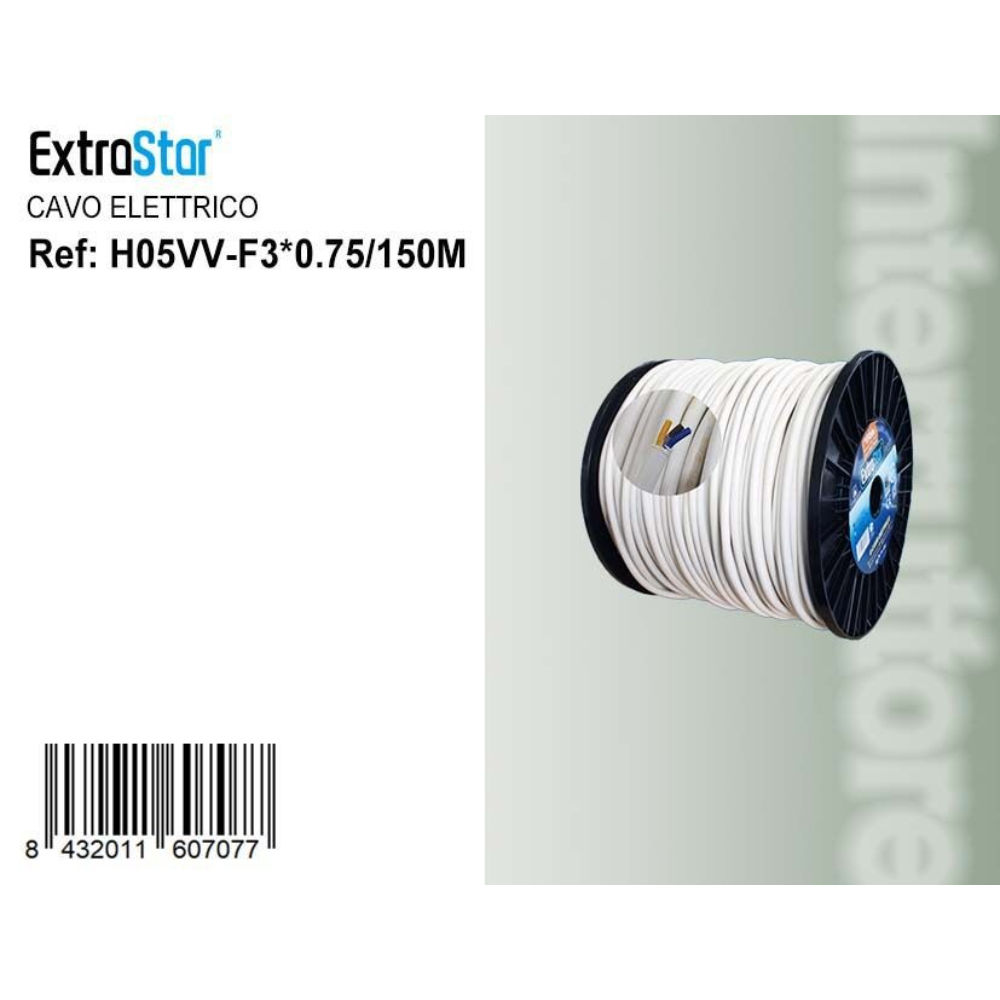 Cavo Elettrico F3x0,75mm² - 1m BiancoExtrastar
