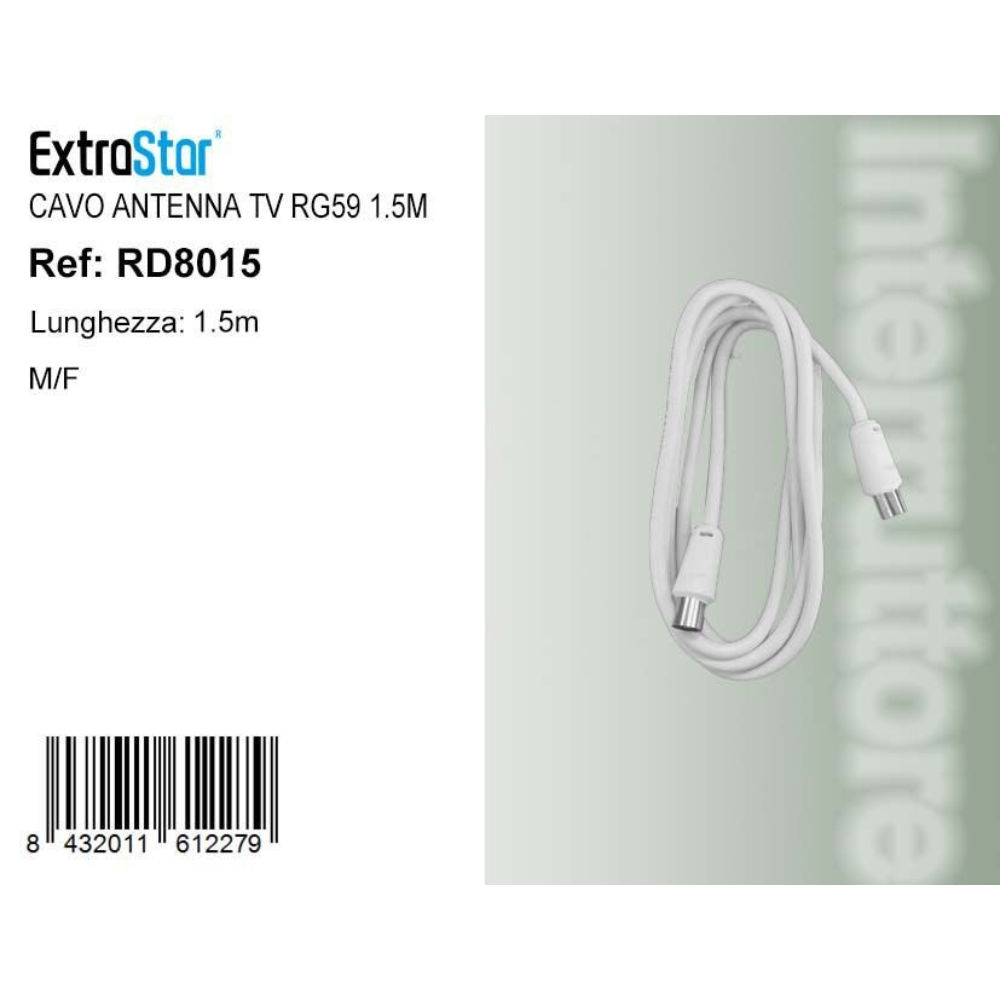 Cavo Antenna TV RG59 M/F - 1,5mExtrastar