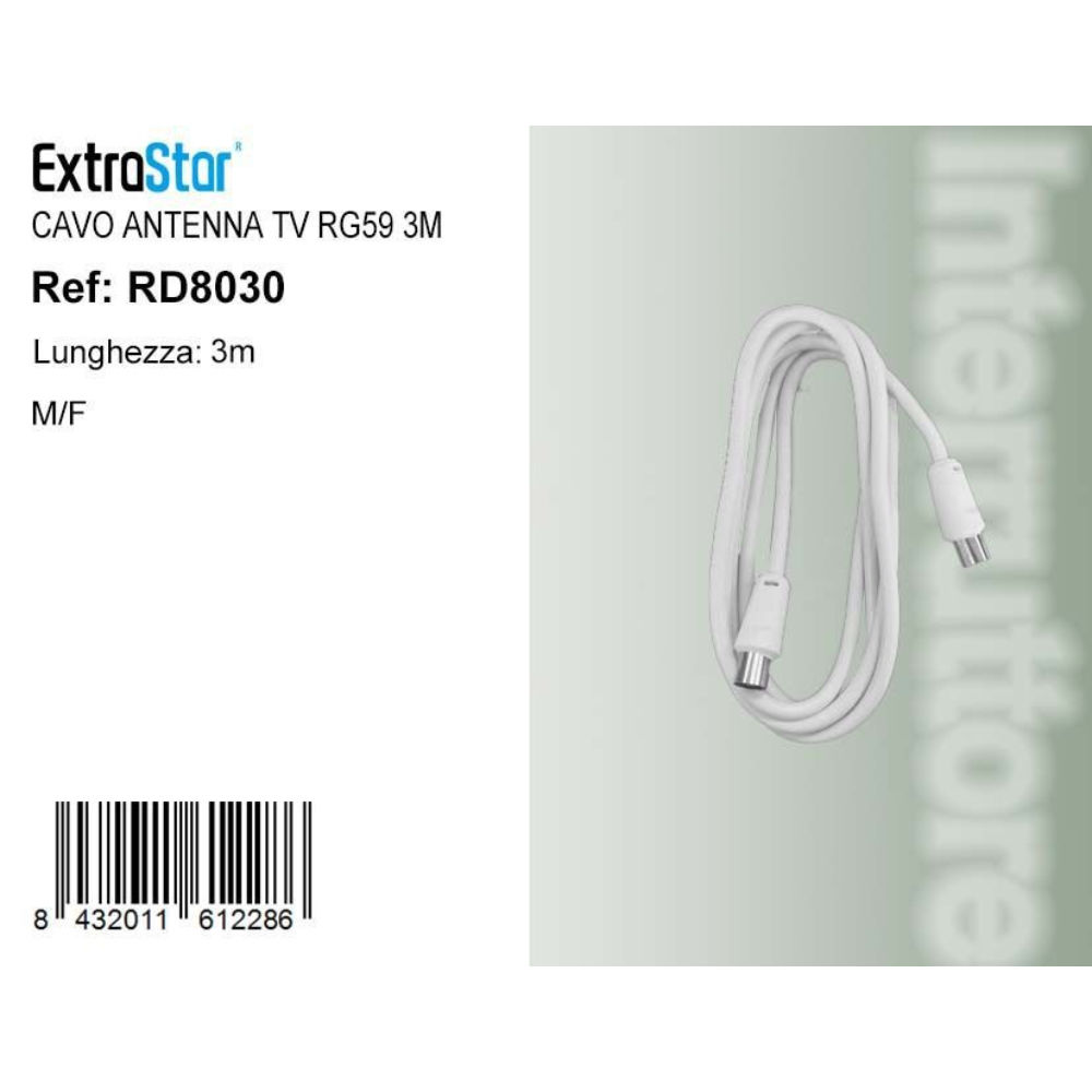 Cavo Antenna TV RG59 M/F - 3mExtrastar