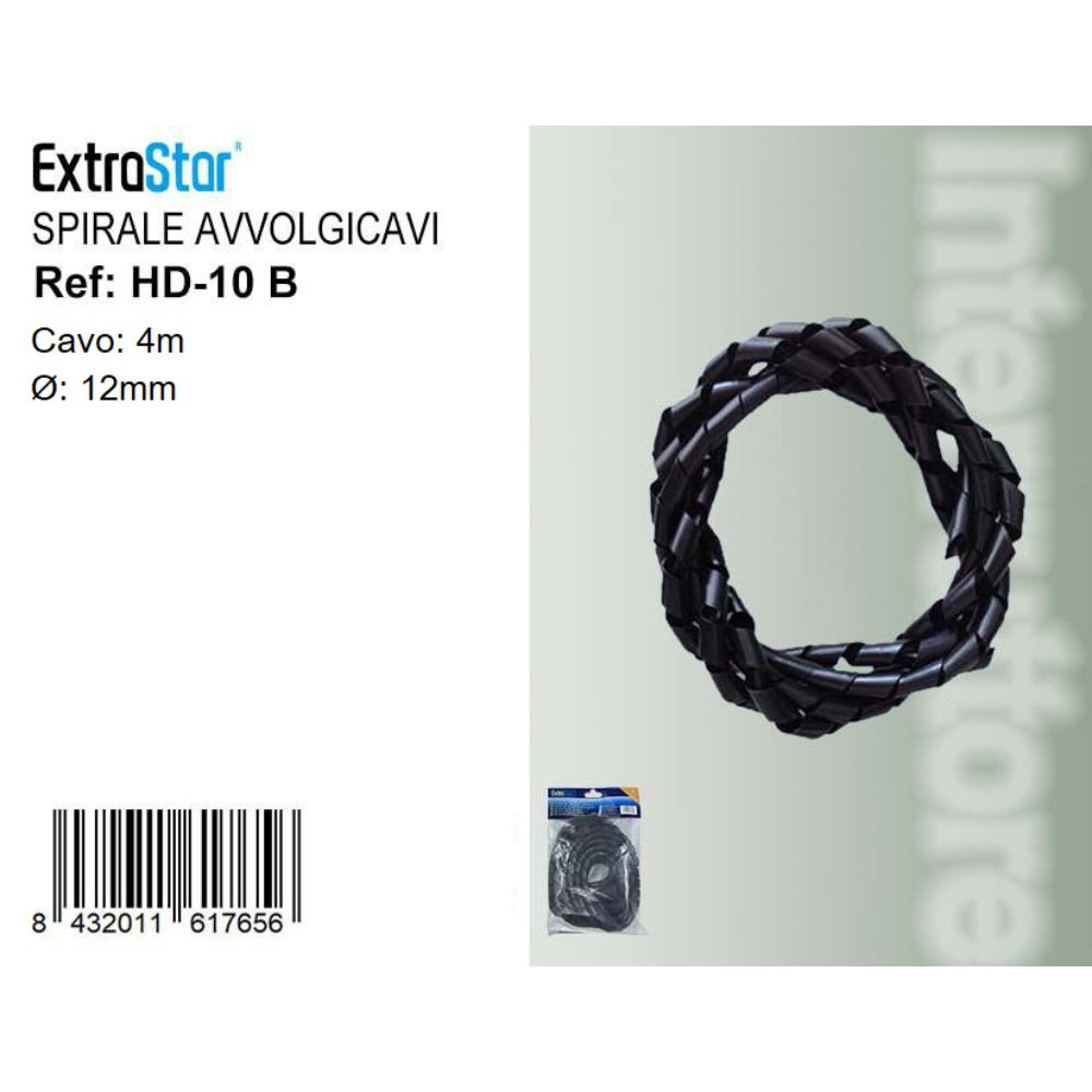 Spirale Avvolgicavi 4m/12mm - NeroExtrastar