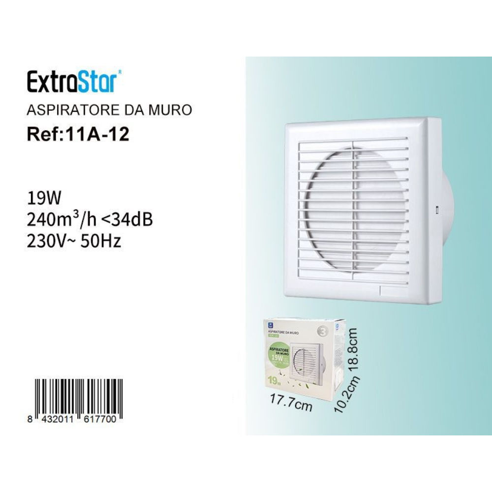 Aspiratore da Muro 19W 240m³/H <34dBExtrastar