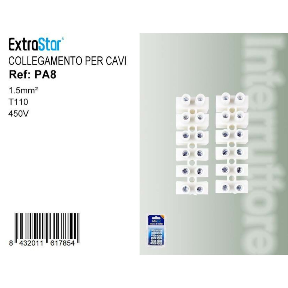 Morsettiera Elettrica per Collegamento Cavi 1,5mm² - BiancoExtrastar