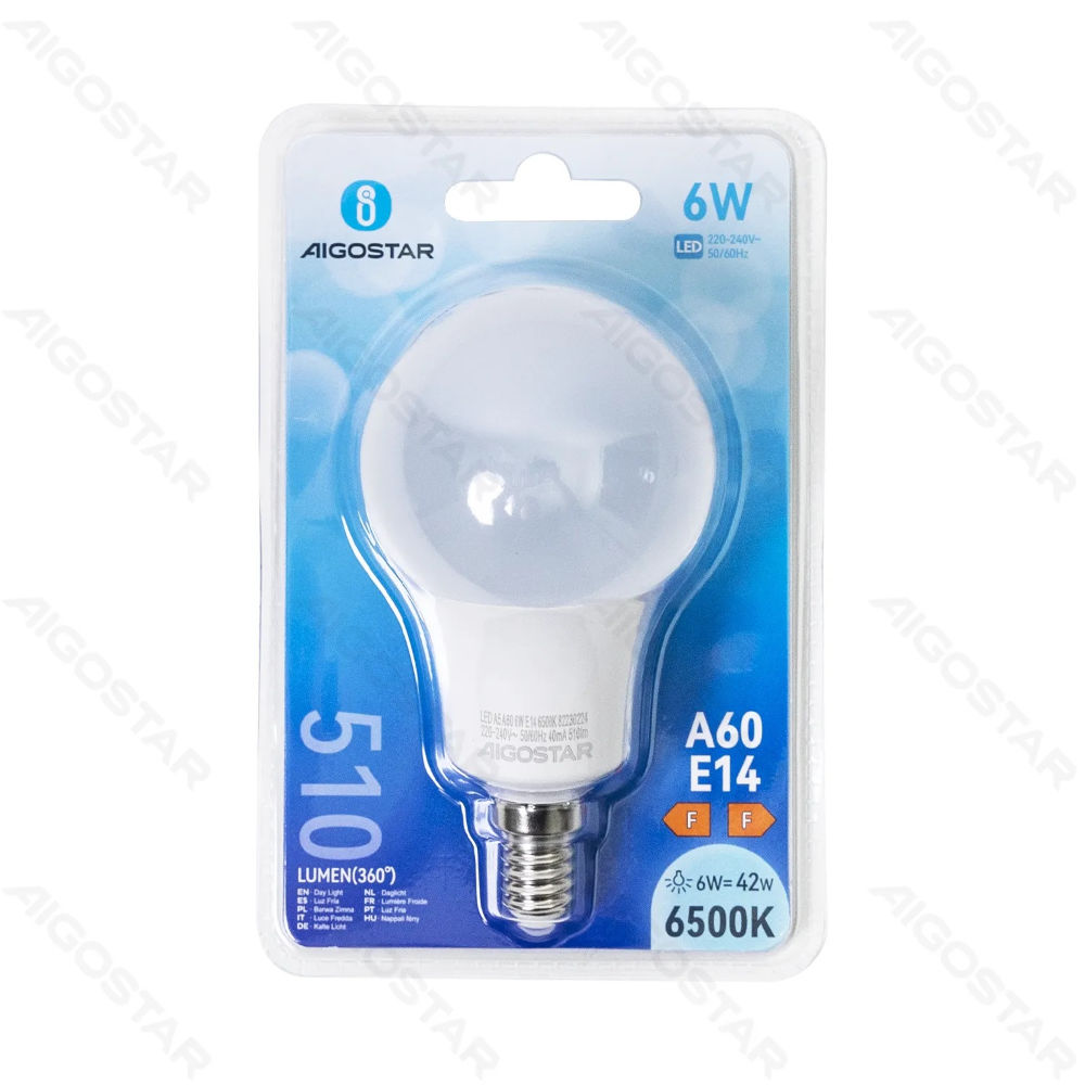 LAMPADINA LED A60 E14 6W - LUCE FREDDA - 510LMAigostar