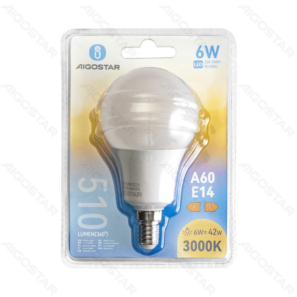 LAMPADINA LED A60 E14 6W - LUCE CALDA - 510LMAigostar