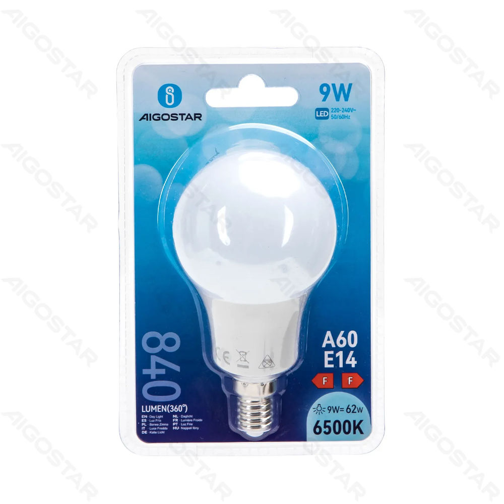 LAMPADINA LED A60 E14 9W - LUCE FREDDA - 840LMAigostar