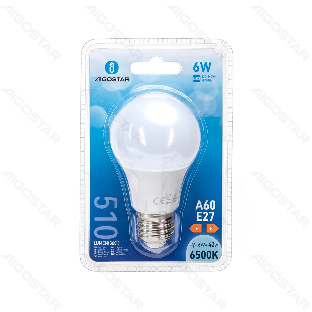 LAMPADINA LED A60 E27 6W - LUCE FREDDA - 510LMAigostar