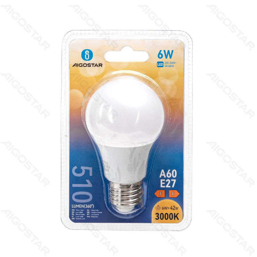 LAMPADINA LED A60 E27 6W - LUCE CALDA - 510LMAigostar