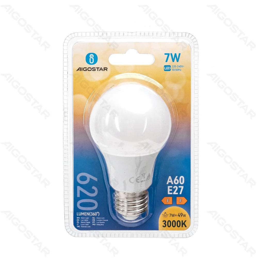 LAMPADINA LED A60 E27 7W - LUCE CALDA - 620LMAigostar