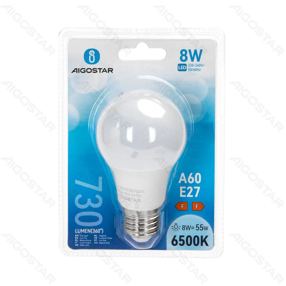 LAMPADINA LED A60 E27  8W - LUCE FREDDA - 730LMAigostar