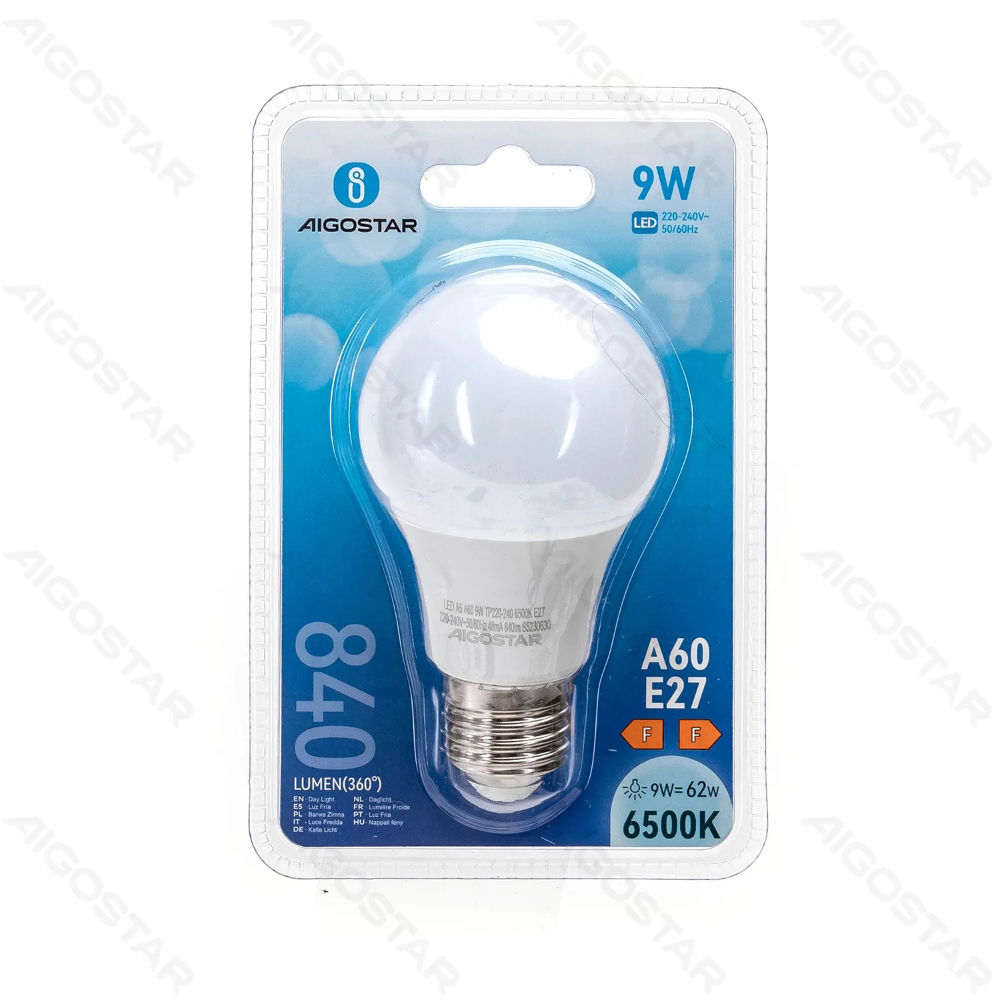 LAMPADINA LED A60 E27 9W - LUCE FREDDA - 840LMAigostar