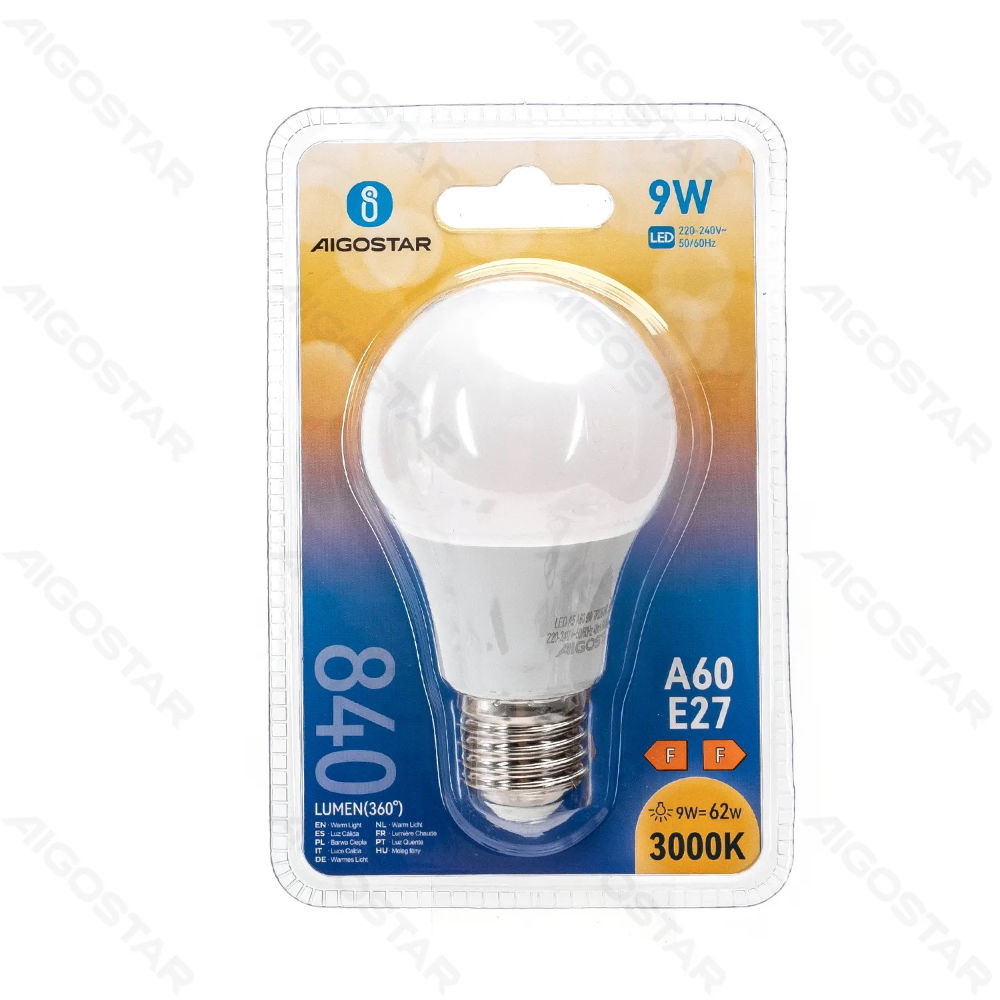 LAMPADINA LED A60 E27 9W - LUCE CALDA - 840LMAigostar