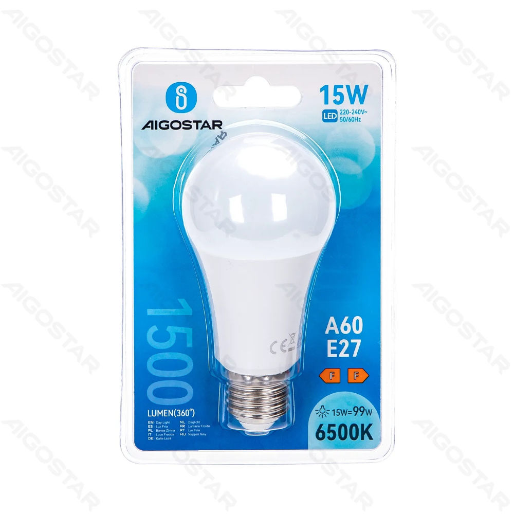 LAMPADINA LED A60 E27 15W - LUCE FREDDA - 1500LMAigostar