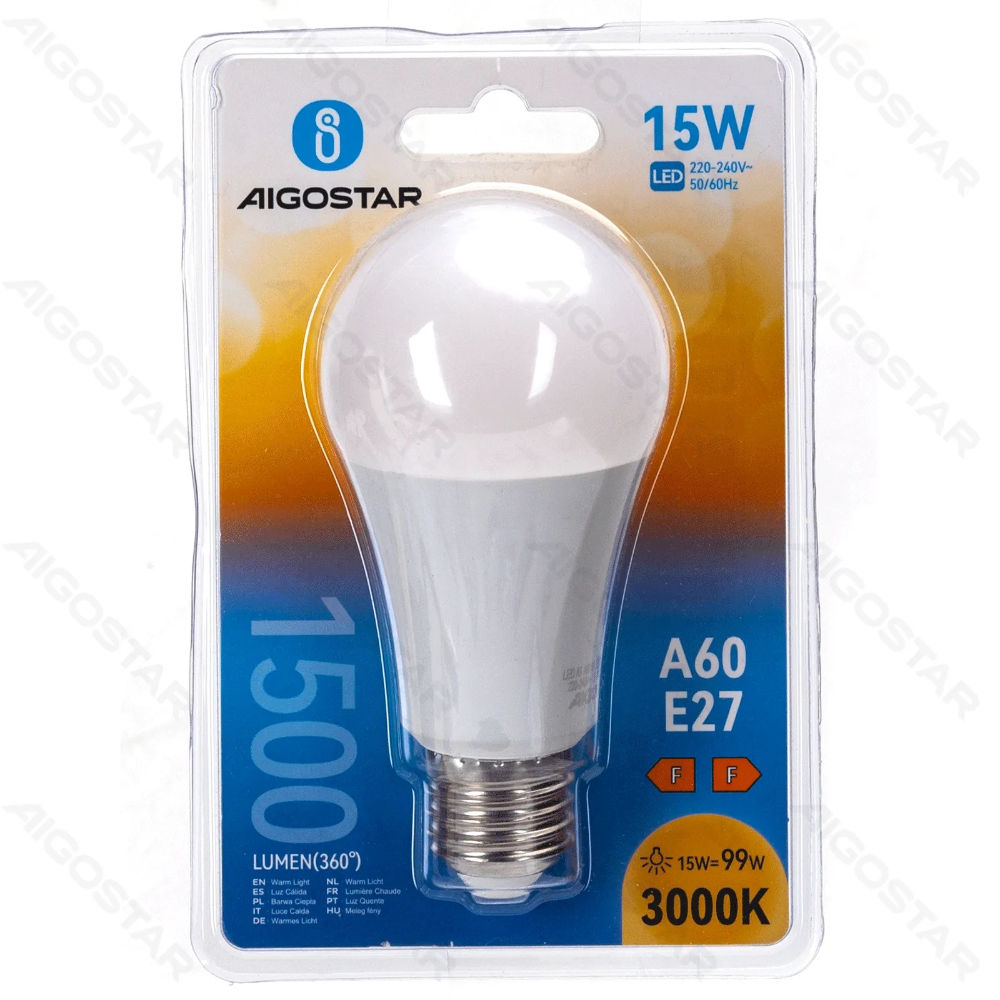 LAMPADINA LED A60 E27 15W - LUCE CALDA - 1500LMAigostar