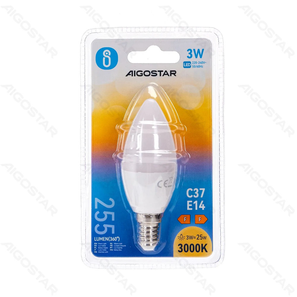 LAMPADINA LED C37 E14 3W - LUCE CALDA - 255LMAigostar