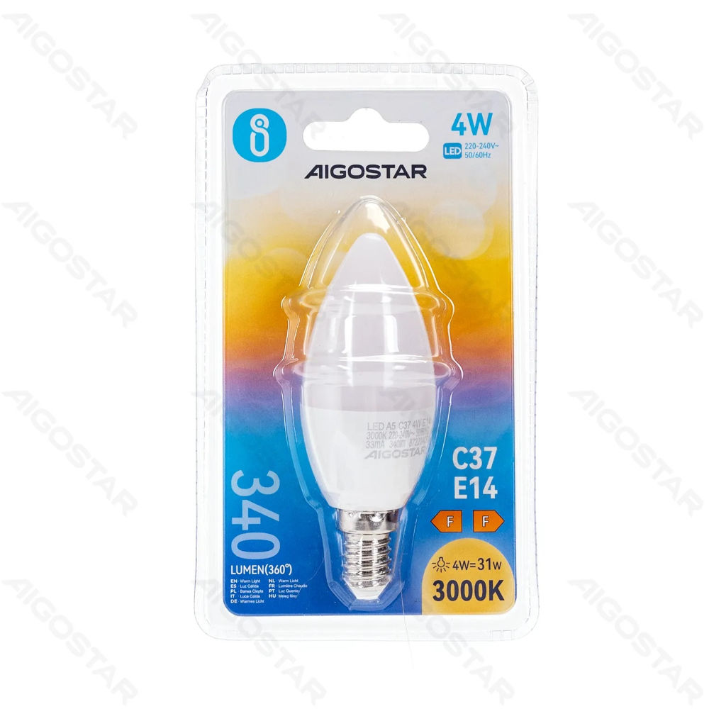LAMPADINA LED C37 E14 4W - LUCE CALDA - 340LMAigostar