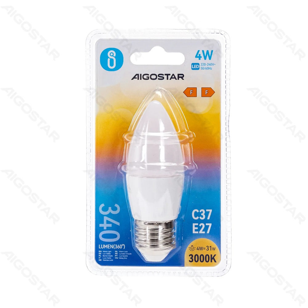 LAMPADINE LED C37 E27 4W - LUCE CALDA - 340LMAigostar