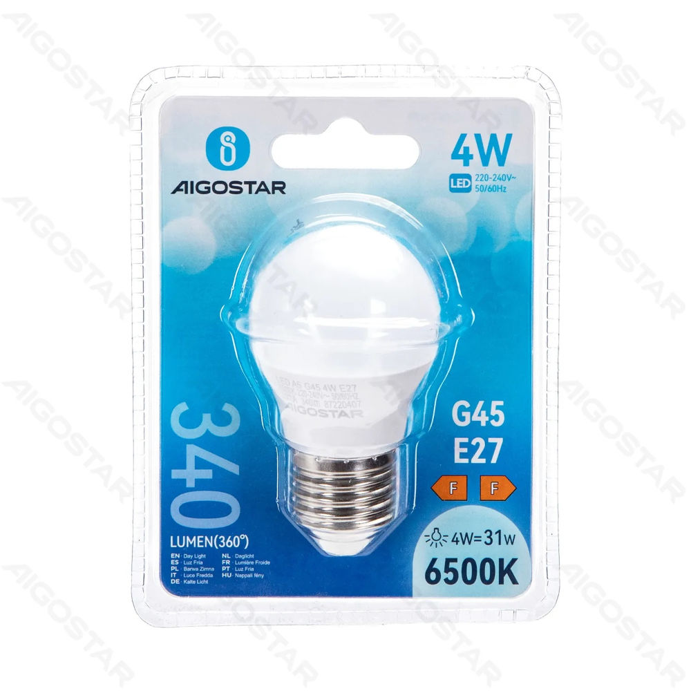 MINI GLOBO LED G45 E27 4W - LUCE FREDDA - 340LMAigostar