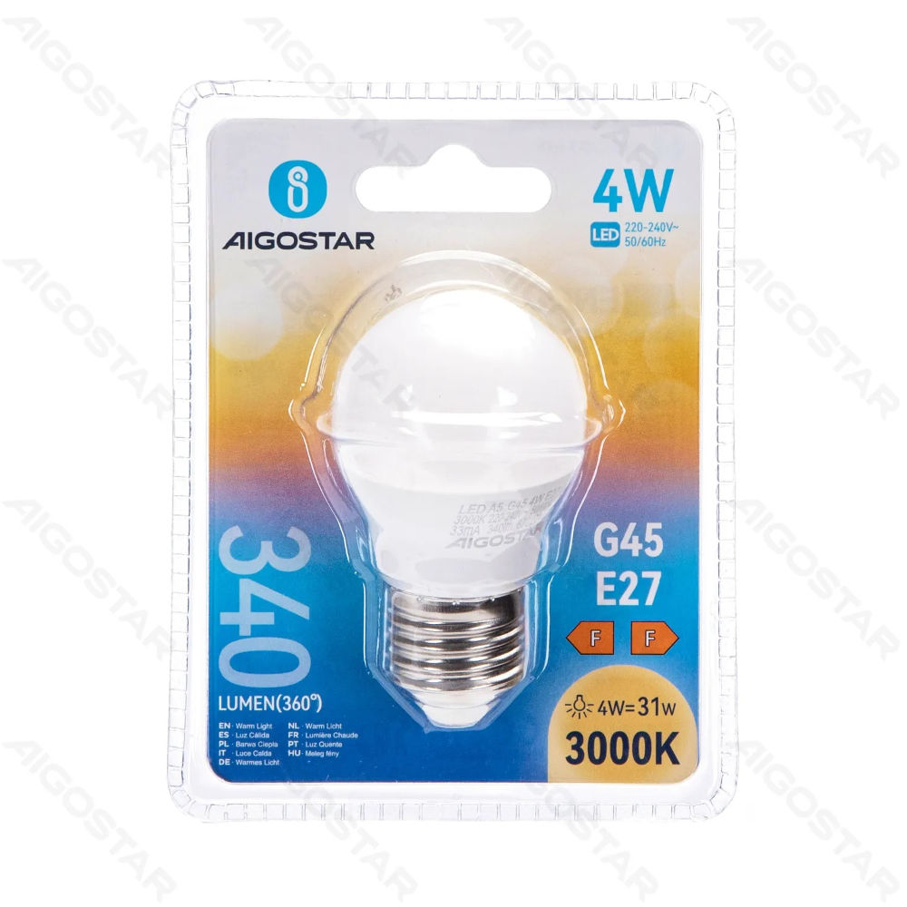 MINI GLOBO LED G45 E27 4W - LUCE CALDA 340LMAigostar