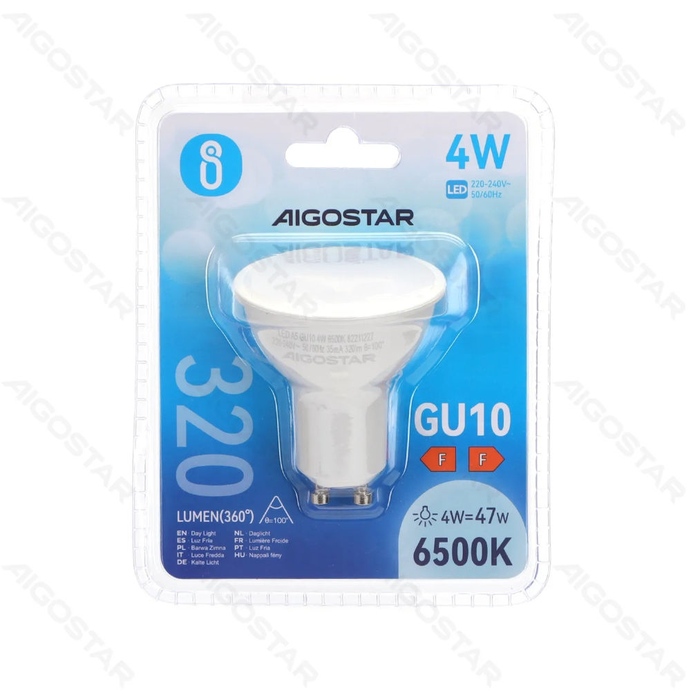 LED GU10 4W - LUCE FREDDA 6500K - 320LMAigostar