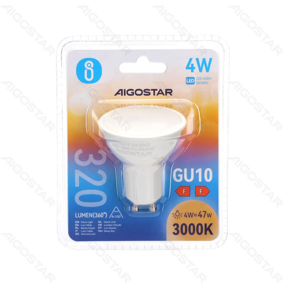 LED GU10 4W - LUCE CALDA 3000K - 320LMAigostar
