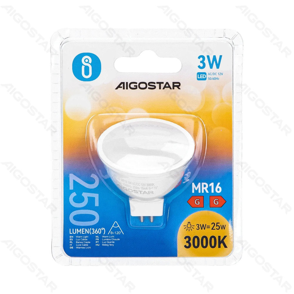 LAMPADINA LED MR16 3W - LUCE CALDA - 250LMAigostar