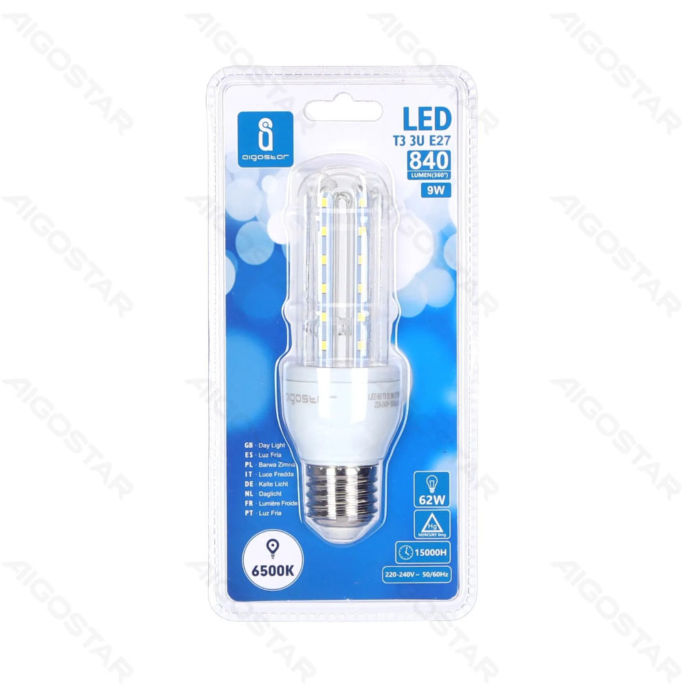 LAMPADINA LED-3U E27 9W - LUCE FREDDA - 840LMAigostar