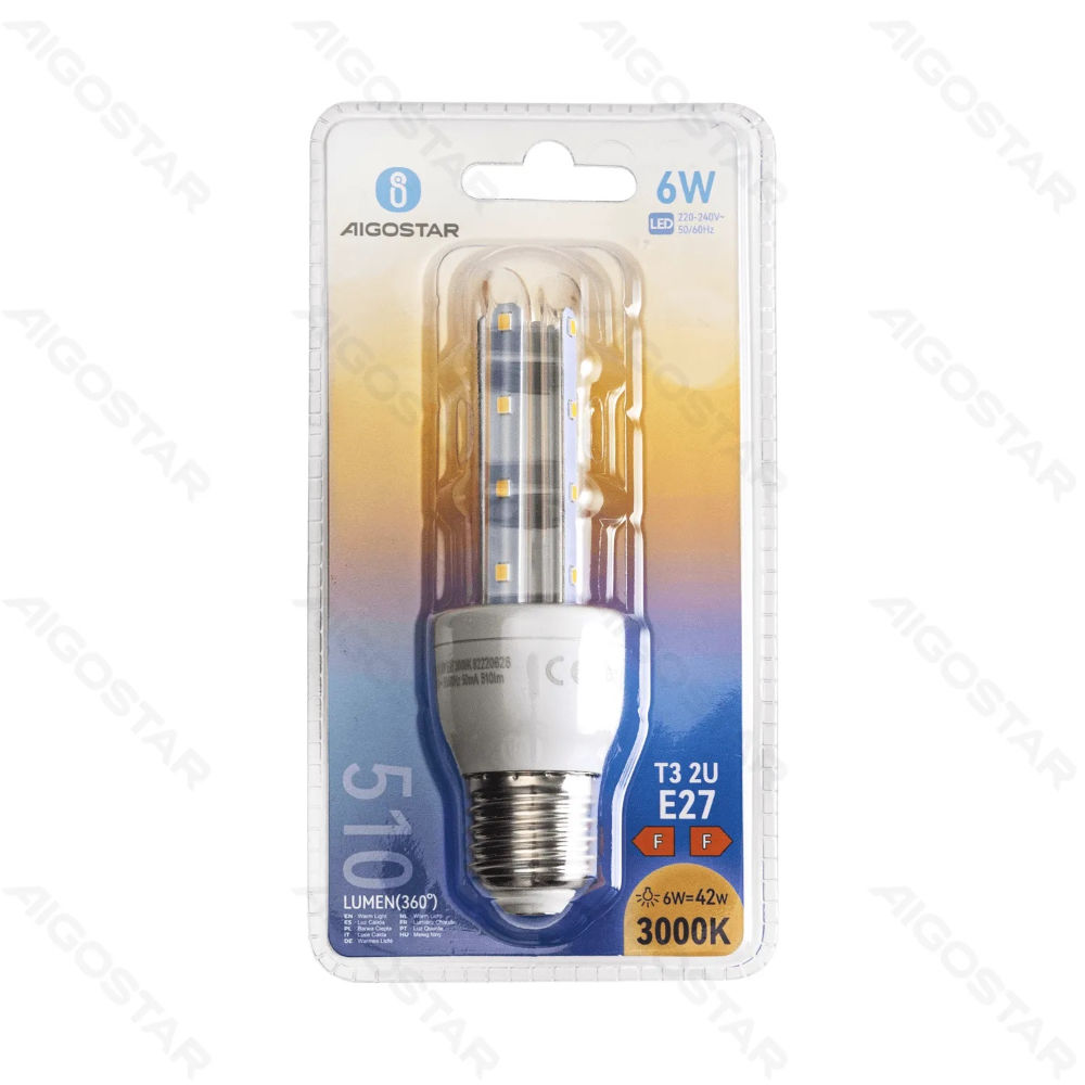 LAMPADINA LED-2U E27 6W - LUCE CALDA - 510LMAigostar