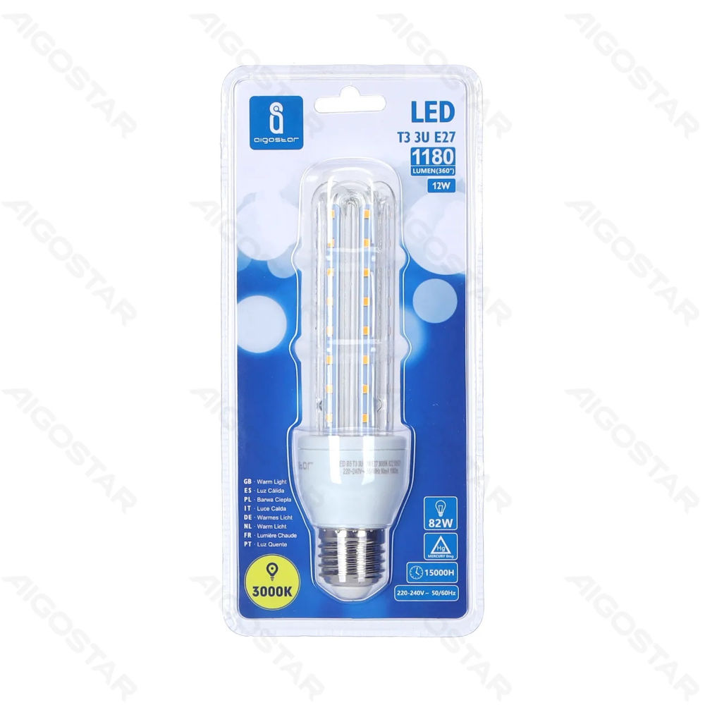 LAMPADINA LED-3U E27 12W - LUCE CALDA - 1180LMAigostar