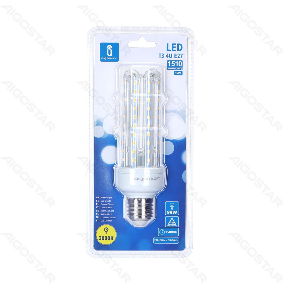 LAMPADINA LED-4U E27 15W - LUCE CALDA - 1510LMAigostar