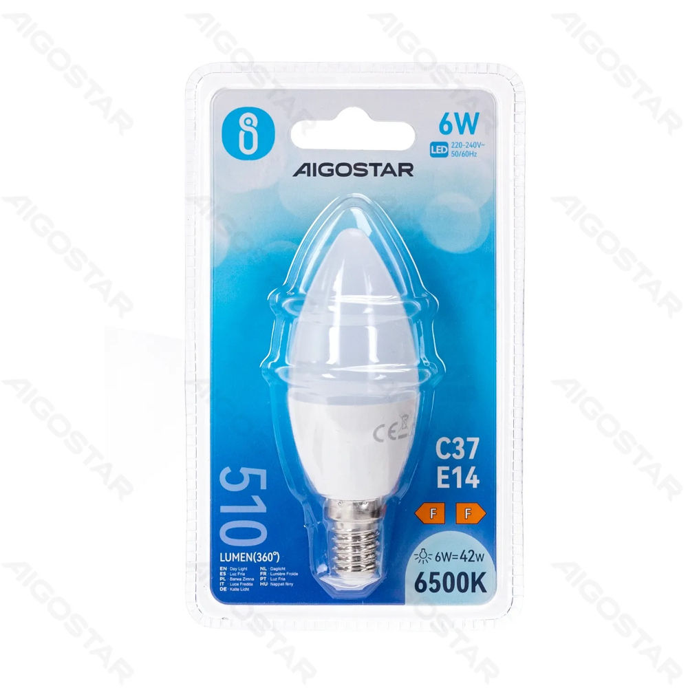 LAMPADINA LED C37 E14 6W - LUCE FREDDA - 510LMAigostar