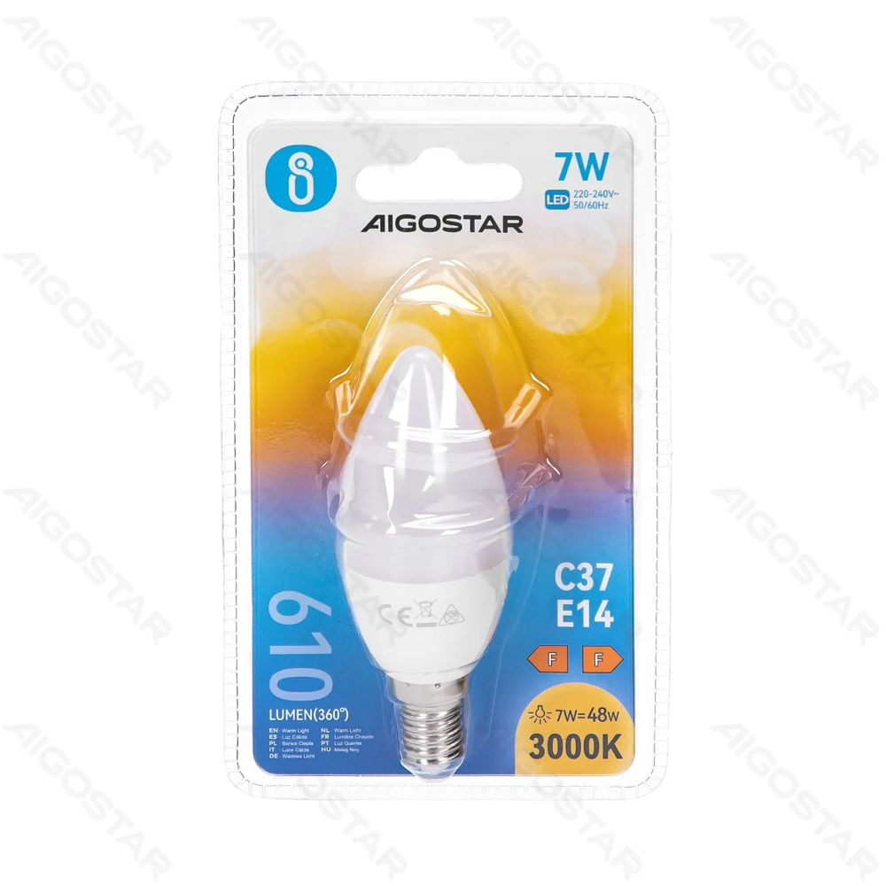 LAMPADINA LED C37 E14 7W - LUCE CALDA - 610LMAigostar