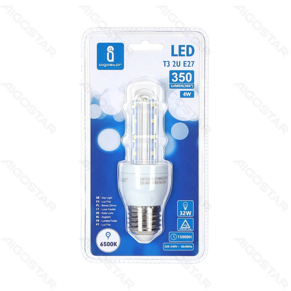 LAMPADINA LED-2U E27 4W - LUCE FREDDA - 350LMAigostar