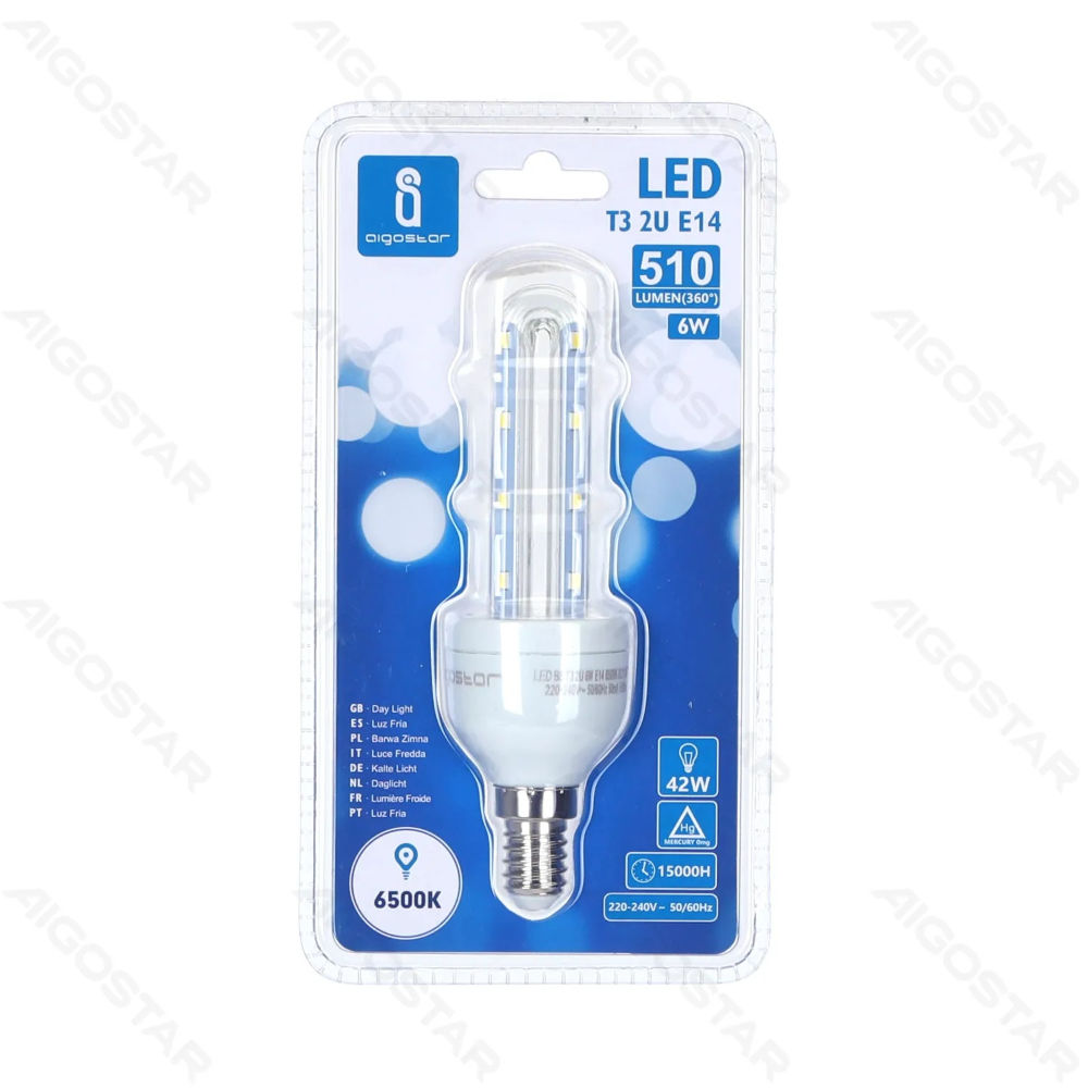 LAMPADINA LED-2U E14 6W - LUCE FREDDA - 510LMAigostar