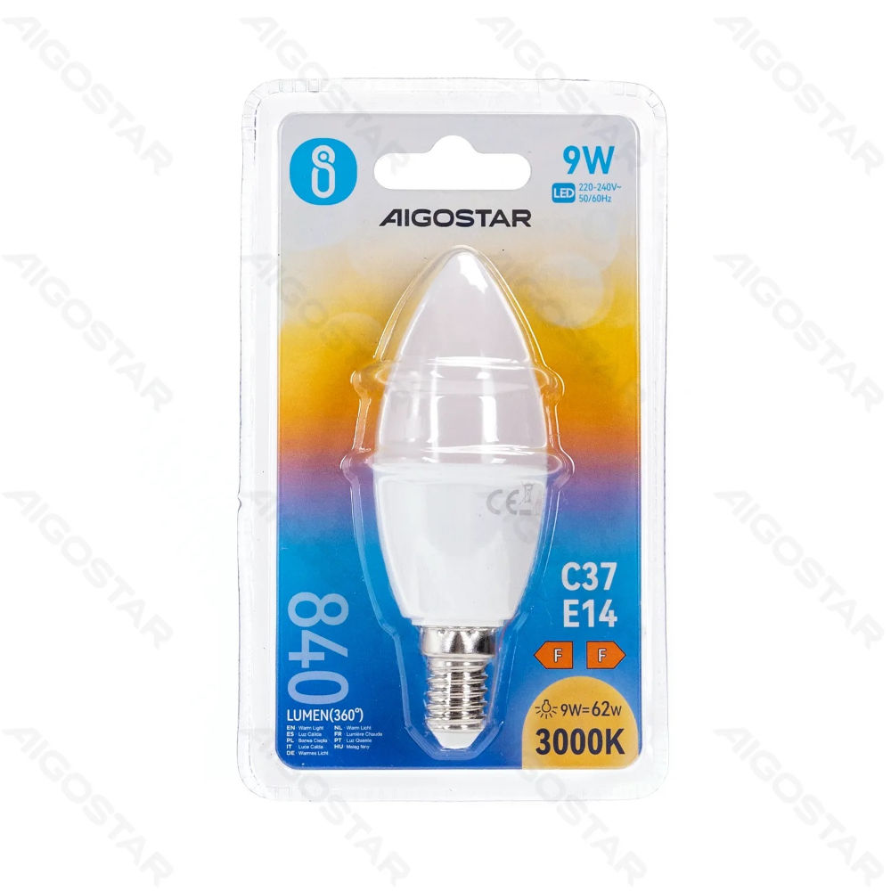 LAMPADINA LED C37 E14 9W - LUCE CALDA - 840LMAigostar
