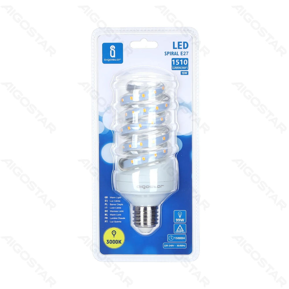 LAMPADINA LED A SPIRALE E27 15W - LUCE CALDA - 1510LMAigostar