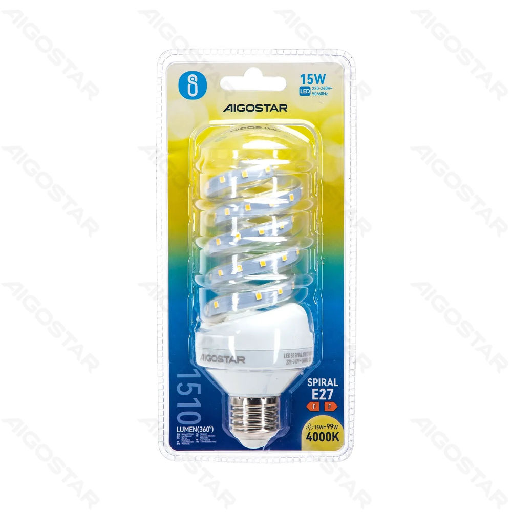LAMPADINE LED A SPIRALI E27 15W - LUCE NEUTRA - 1510LMAigostar
