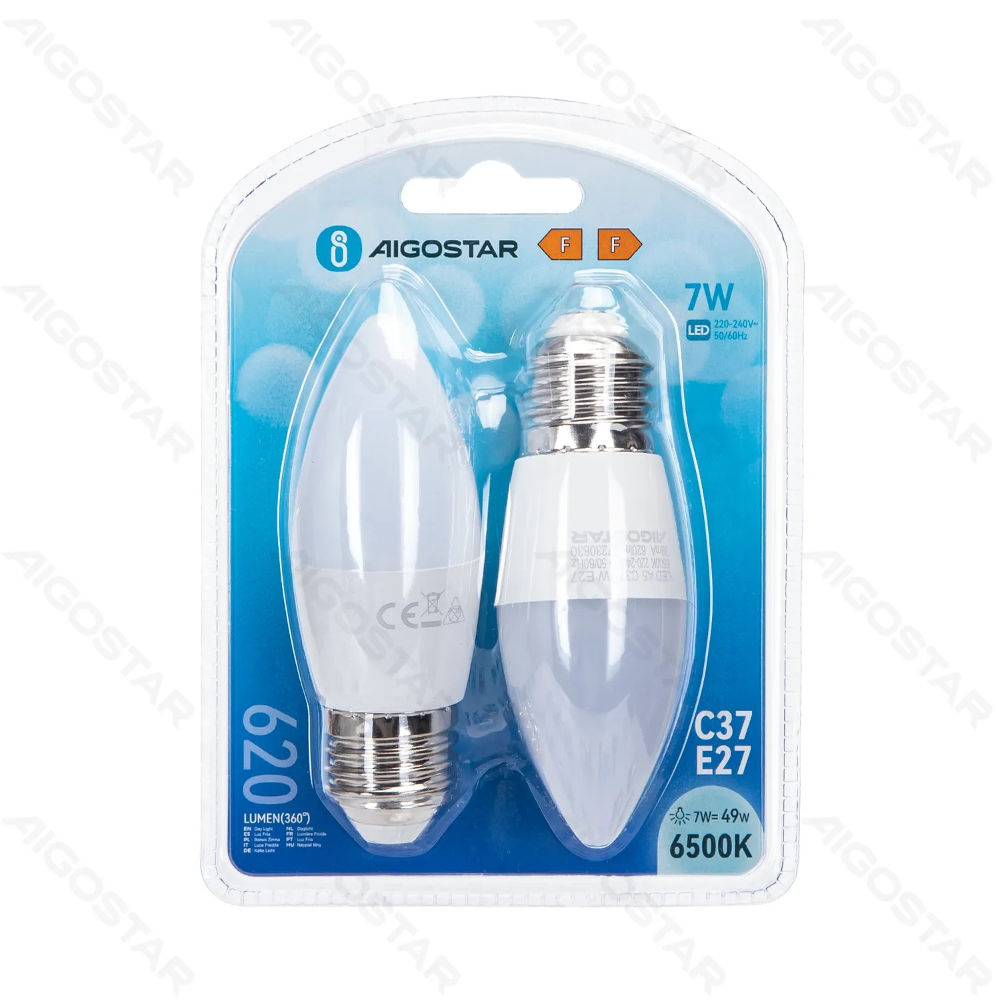 LAMPADINE LED C37 E27 7W - LUCE FRDDA 620LM - 2PZAigostar