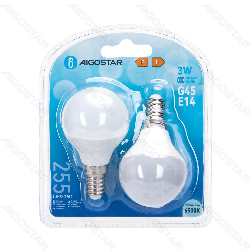 MINI GLOBO LED G45 E14 3W - LUCE FREDDA - 2PZAigostar