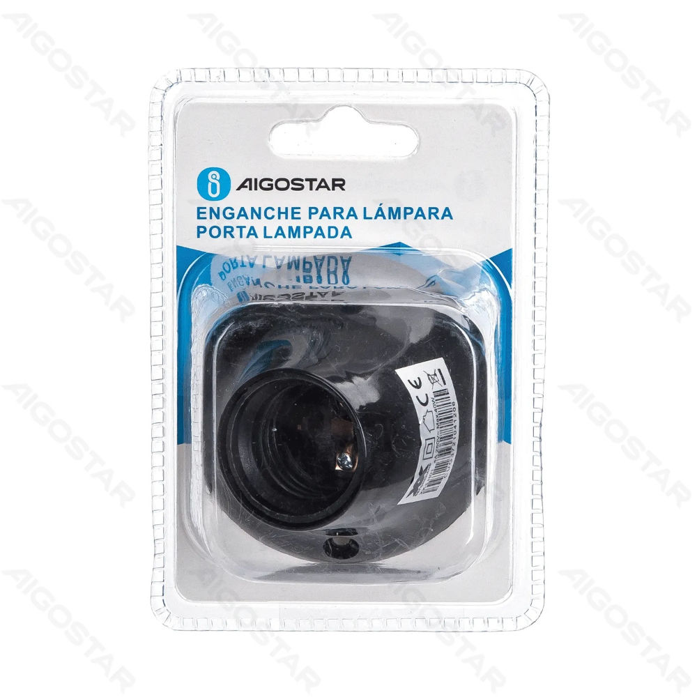 PORTALAMPADA E27 IN PLASTICA OBLIQUO - NEROAigostar