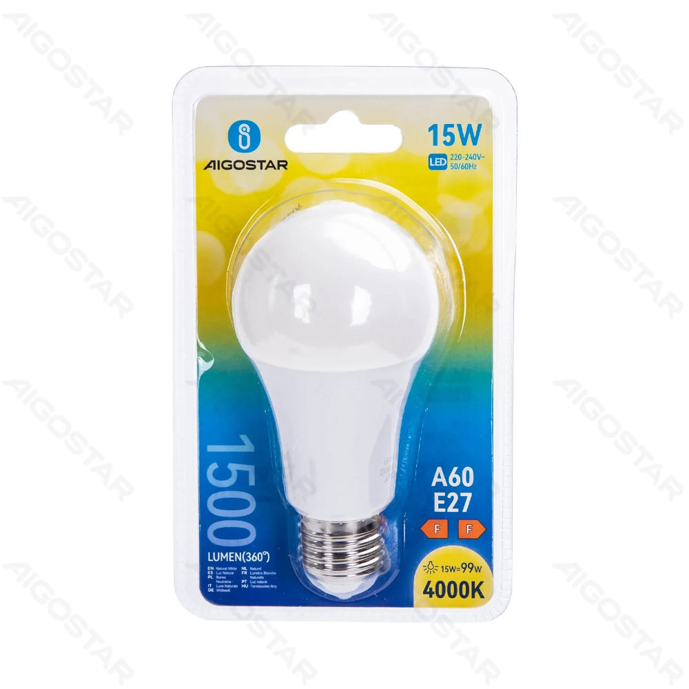 LAMPADINA LED A60 E27 15W - LUCE NEUTRA - 1500LMAigostar