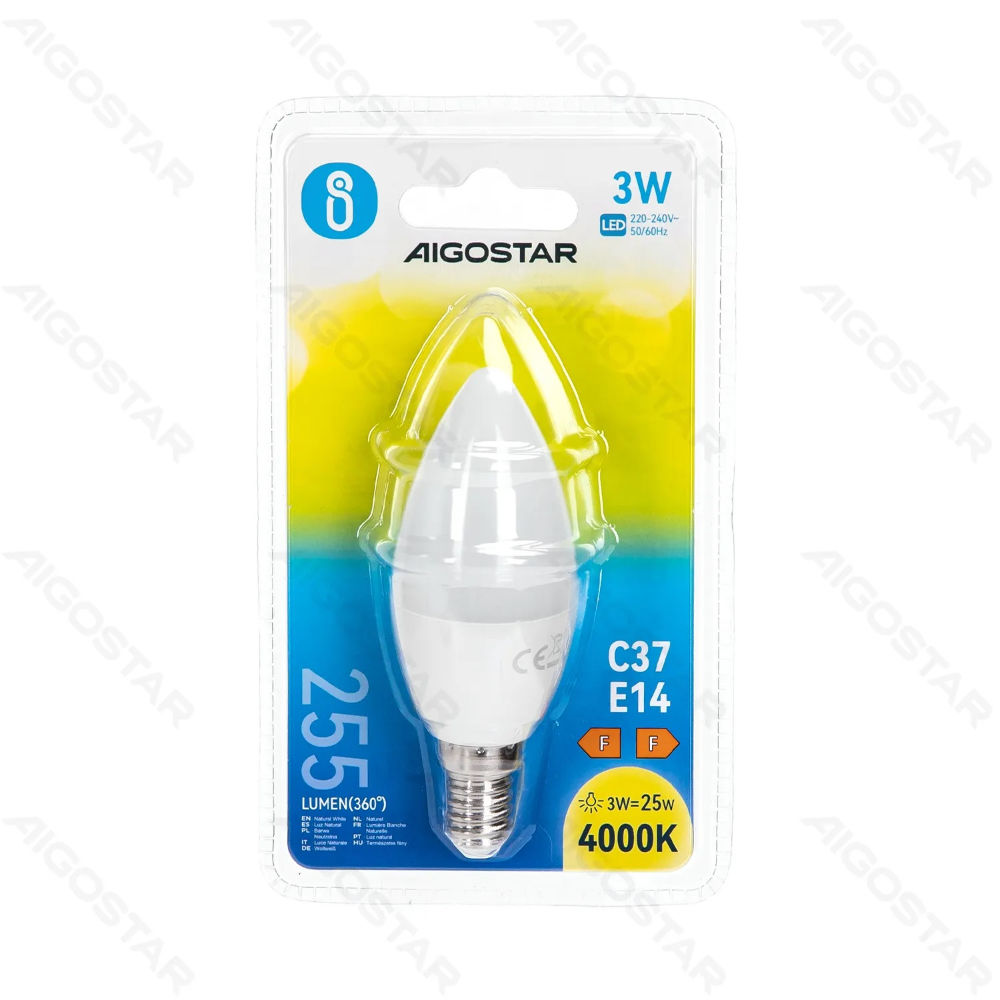 LAMPADINA LED C37 E14 3W - LUCE NEUTRA - 255LMAigostar