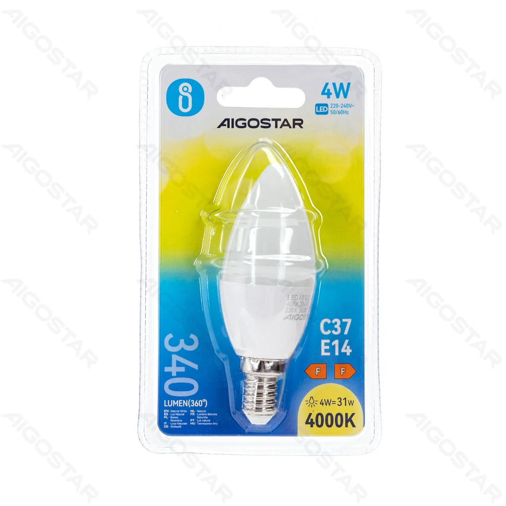 LAMPADINA LED C37 E14 4W - LUCE NEUTRA - 340LMAigostar