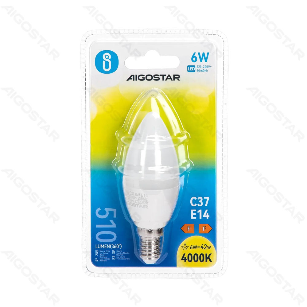 LAMPADINE LED C37 E14 6W - LUCE NEUTRA - 510LMAigostar