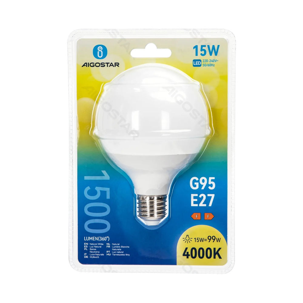 LAMPADINA LED G95 E27 15W - LUCE NEUTRA - 1500LMAigostar