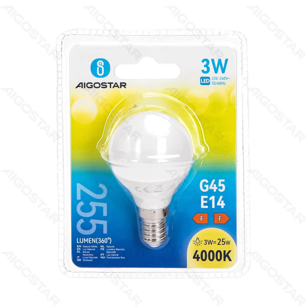 MINI GLOBO LED G45 E14 3W - LUCE NEUTRA - 255LMAigostar