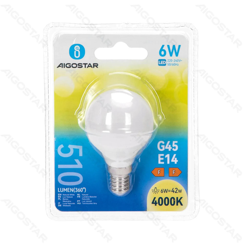 MINI GLOBO LED G45 E14 6W - LUCE NEUTRA - 510LMAigostar